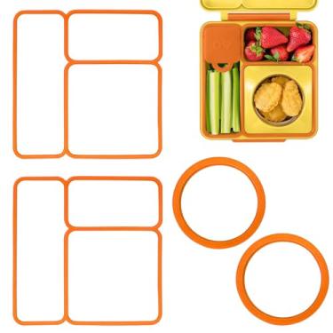 Imagem de Pacote com 4 juntas de vedação de tampa para OmieBox, substituição de silicone à prova de vazamento, adequada para acessórios de lancheira Omie, lavável na lava-louças (laranja)