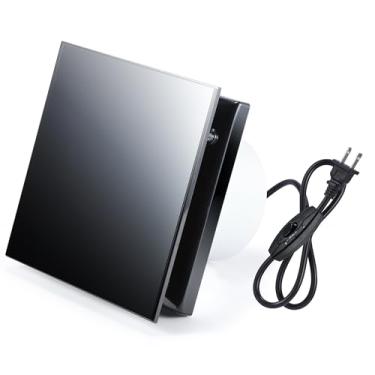 Imagem de Hose Vary Painel de vidro atualizado, exaustor de parede de janela de 10 cm, exaustor, ventilador de ventilação com válvula de retenção, cabo dos EUA, interruptor de botão para cozinha, banheiro