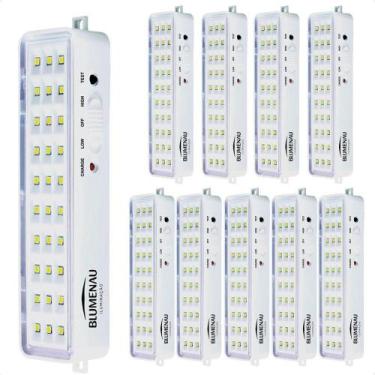 Imagem de Kit 10 Luminárias De Emergência Blumenau 30 Leds Recarregável Bivolt -