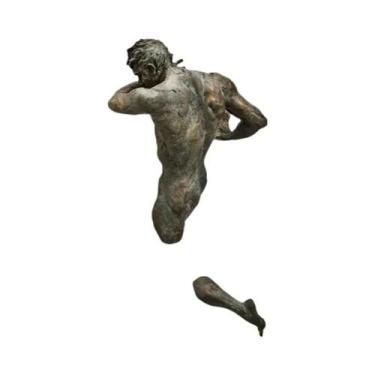 Imagem de Escultura 3D Homem Saindo Da Parede, Arte Moderna Em Canvas Para Decor