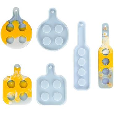 Imagem de TikooTik 3 peças molde de bandeja de servir copo de vinho, molde de resina de bandeja de vidro de shot, moldes de suporte de copo de vinho de cerveja, molde de porta-copos de fundição epóxi, para