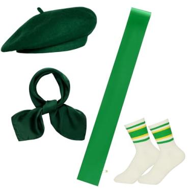 Imagem de choyaxo Conjunto de chapéu de boina francesa, incluindo chapéu de boina, cachecol longo para mulheres, festa temática francesa