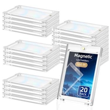 Imagem de 20pcs 100PT Magnetic Card Holders for Trading Cards, Trading Card Magnetic Case - UV Protection, Clear Hard Plastic Protectors for Sports, Baseball, Football, Hockey, MTG, Yugioh Cards