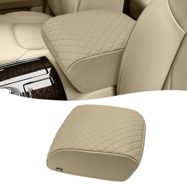 Imagem de KBH Capa de apoio de braço do console central para Infiniti QX56, QX80 2011-2017, acessórios interiores, almofada de tampa do console médio, protetor de capa de descanso de braço, couro vinil, bege
