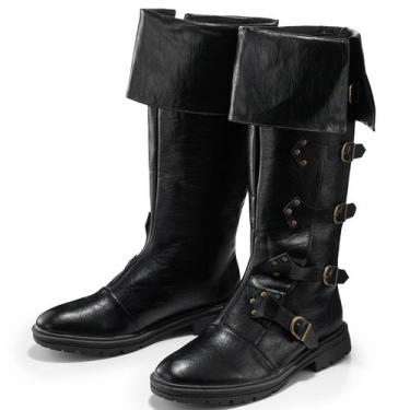 Imagem de Botas piratas Jiuguva, traje renascentista medieval masculino, preto