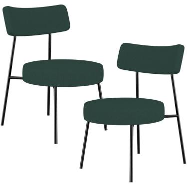 Imagem de Kit 02 Poltronas Decorativas Para Sala De Estar Base Fixa Londres L02 Linho Verde Musgo - Lyam
