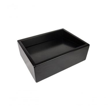 Imagem de Cuba De Apoio Banheiro Quartzo Pedra 40x30cm Preto Fosco