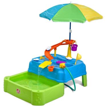 Imagem de Mesa de Atividades Sensoriais com Água, 2 Níveis, Guarda Chuva e Acessórios, Step2, Azul