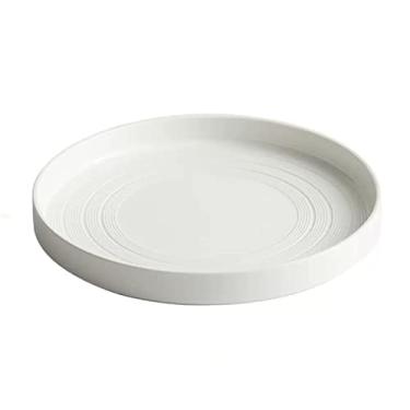 Imagem de Prato de serviço prato de jantar de cerâmica utensílios de jantar de cozinha doméstica prato de jantar branco redondo simples prato de sobremesa branco prato plano pratos profundos (tamanho: 001)