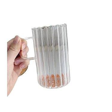 Imagem de hezhuhe2258 Caneca de vidro canecas de café capacidade suco de leite copo de água com alça caneca transparente sobremesa copo café da manhã caneca de café