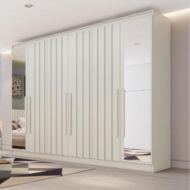 Imagem de Guarda Roupa Casal Ripado com Espelho 6 Portas Em MDF Oxford Made Marc