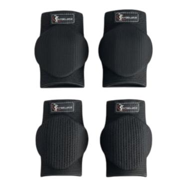 Imagem de Kit de Joelheira e Cotoveleira Triatleta Infantil com Proteção em EVA para Voleibol e Futsal Preto (Grande)