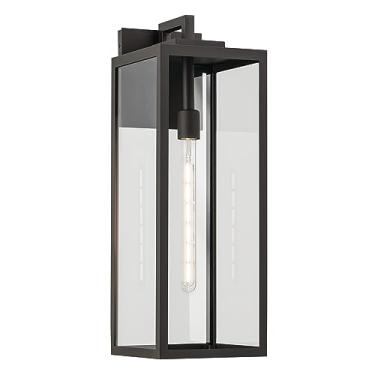 Imagem de KICHLER Branner 1-Light Olde Bronze Luxe Luminária de Parede Tradicional Atualizada com Vidro Transparente para Paredes Externas, Portas Exteriores, Garagem, Varanda ou Pátio