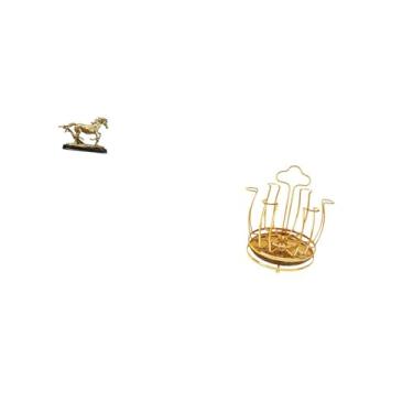 Imagem de Fenteer Elegante Escultura de Cavalo E Suporte Giratório para Escorredor de Copos para Decoração de Mesa de Sala de Estar E Organizador de Armários para Decor