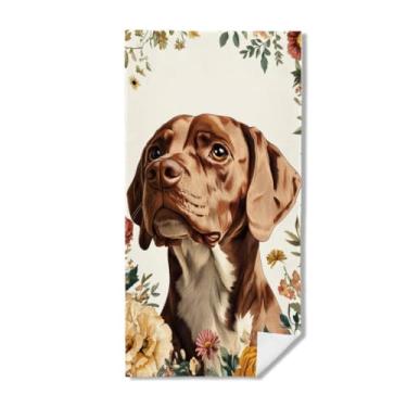 Imagem de Toalhas de cozinha de arte de retrato de cachorro de flor vintage, utensílios de mesa toalha de prato de microfibra absorvente decorativa toalha de chá, toalhas de mão de waffle para cozinha, casa