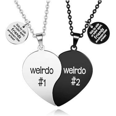 Imagem de Colar para 2 - Colar de coração combinando com pingente de melhores amigos, conjunto de 2 presentes de aniversário, One Size, Aço inoxidável, Sem Pedra Preciosa