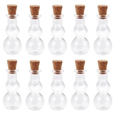 Imagem de 10 garrafas de vidro transparente em forma de cuia com armazenamento de rolhas de cortiça, frascos de vidro, recipientes de contas para bricolage, artesanato, lembrancinhas de casamento, aniversário