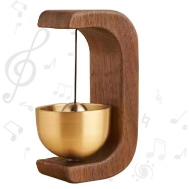 Imagem de Campainha magnética de lojista para abertura de porta, campainha adesiva para varanda, parede, jardim, loja, presente de inauguração de casa, campainha de vento de madeira vintage com sino de latão