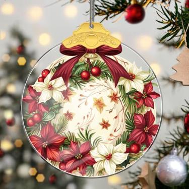 Imagem de Enfeites de Natal, flores de cristal, enfeites de árvore de Natal feitos à mão, decoração de carro e casa - presentes de Natal, decoração de artesanato em acrílico, ideias de troca de presentes para