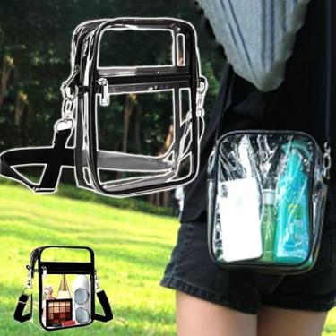 Imagem de Bolsa transparente aprovada pelo estádio - Bolsa carteiro transparente e bolsa transversal para homens e mulheres, perfeita para eventos e locais (tamanho pequeno)