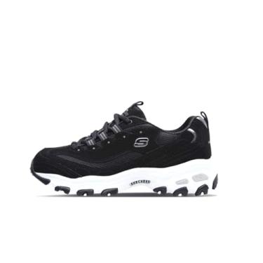 Imagem de Skechers D'Lites Tênis feminino de espuma viscoelástica com cadarço, Maior leque, preto, 6