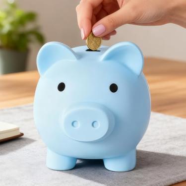 Imagem de Cofrinho, cofrinho de plástico inquebrável para crianças, primeira caixa de dinheiro, presentes práticos para aniversário, Páscoa, Natal (azul)