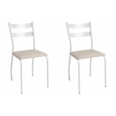 Imagem de Cadeira De Cozinha Bali 2c141br Aço Kit 2 Un Branco-corano Bege - Kappesberg