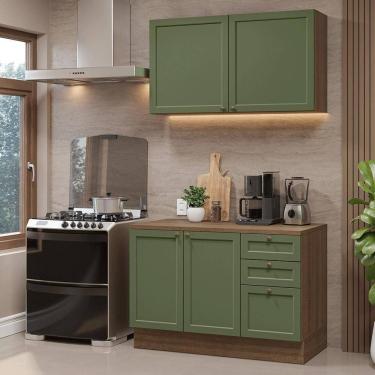 Imagem de Armário De Cozinha Compacta 120 Cm Rustic-verde Vik Madesa 01 Rustic-verde