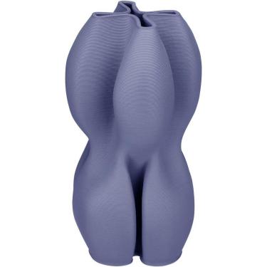 Imagem de Vaso Decorativo Enfiete Casa Aparador 3d Home&co Cerâmica 24x13x13cm Azul