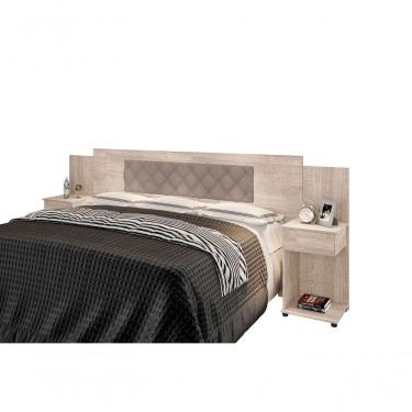 Imagem de Cabeceira Box Bruna Amarula Com Capitonê Bege Claro