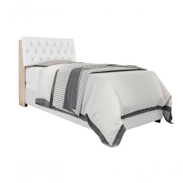 Imagem de Cabeceira Box Solteiro Isis Amarula Com Capitonê Branco