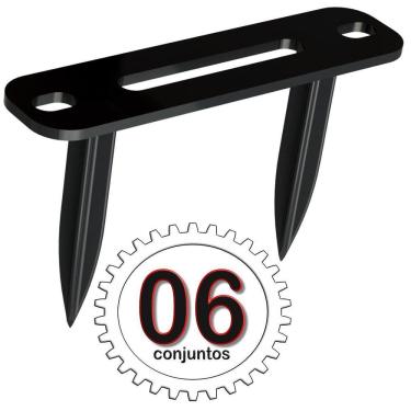 Imagem de 06 Suportes Refletor Preto 2 Espetos Estacas Chão Jardim