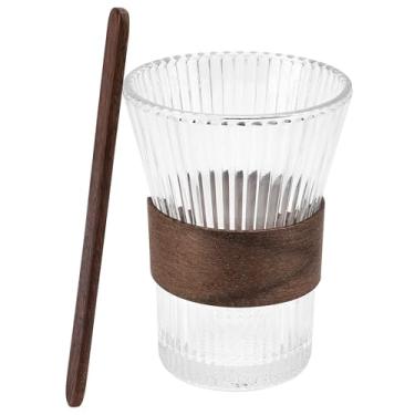 Imagem de TOCCOOL Caneca de café de vidro de 255 g com bastão de agitação - xícara de café expresso e chá à prova de queimaduras, design de vidro transparente, seguro para micro-ondas e lava-louças