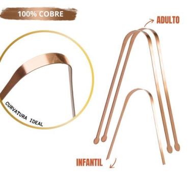 Imagem de kIT 3 Raspador de Lingua Cobre Ayurveda 2 ADULTO E 1 INFANTIL