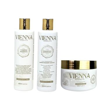 Imagem de Vienna Magnific, Kit Banho, Shampoo Hidratante Fortificante + Máscara Hidratante Nutritiva + Multifuncional 10 em 1com Proteção Térmica e Solar, Fortalecedor, Nutritivo Vegano