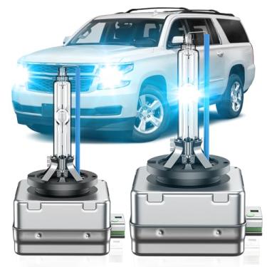 Imagem de SENROBO Lâmpada HID D3S adequada para Chevrolet 2015-2020 Tahoe Suburban OEM 4300K 35W Projetor D3S substituição de lâmpadas de farol de xênon, 8000K azul super brilhante D3SC1 bi-xenon, pacote com 2