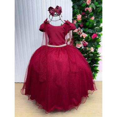 Imagem de Vestido de Festa Infantil Marsala Daminha Menina - Elegante e Confortá