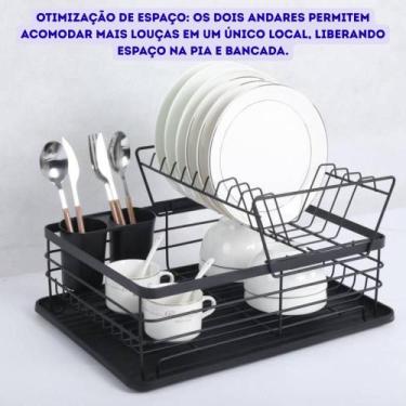 Imagem de Escorredor Louças Cozinha Pia Organizador Prateleira Copos Rack Talher