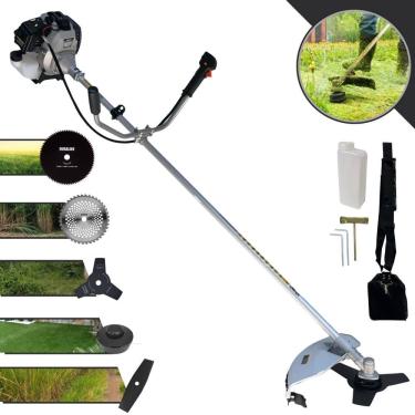 Imagem de Roçadeira Lateral Toyama TBC43H À Gasolina Motor 2T 43cc 1,7HP 12.000rpm Robusta e de Alta Performance Com Carretel de Nylon e Kit 4 Lâminas de Cortes