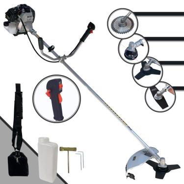 Imagem de Cortador de Grama À Gasolina Toyama TBC43-H 43cc 1,7HP 2 Tempos Completa Com Carretel Nylon + Faca 2 Pontas + Faca 3 Pontas + Faca 40 Dentes de Vídea