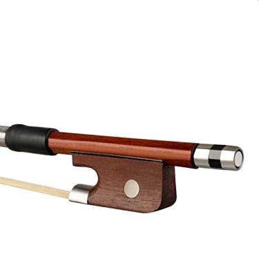 Imagem de FLFL Arco Brazilwood 40,6 cm tamanho viola arco redondo branco mongólia crina de cavalo estudante arco estudante violino arco