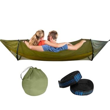 Imagem de Rede portátil, rede dupla de nylon para acampamento – acessórios de mochila, proteção solar para uso interno e externo, caminhadas, viagens, lago, praia, trilhas