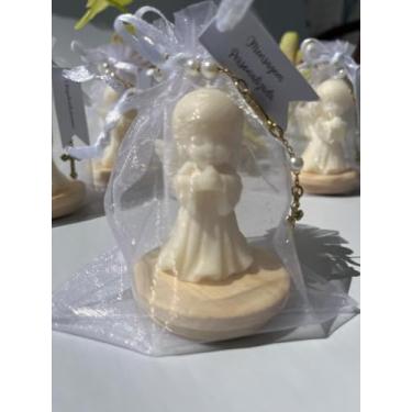 Imagem de Kit 10 unidades Vela Perfumada Anjinho com Terço Batizado Crisma Nascimento (Anjinho Menino - Tag: Lembrança da minha Crisma)