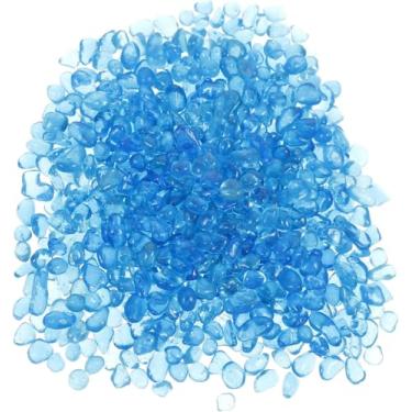 Imagem de Cascalho de tanque de peixes de 400 g, pedras de vidro coloridas, cascalho de aquário arco-íris irregular pequeno para decorações de aquário e tanque de tartaruga, cristais de contas de vidro do mar