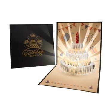 Imagem de Cartões de felicitações pop-up 3D - Cartões de feliz aniversário, decoração de celebração de lembrança de cartão postal para homens, esposa, crianças, marido, filha, irmã, festa