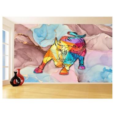 Imagem de Papel De Parede 3D Animais Pop Art Touro Bull 3,5M Pxa173 - Você Decor