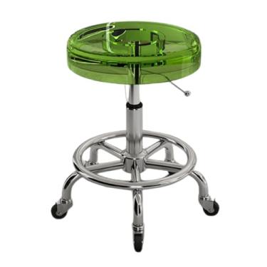 Imagem de LULUMAIC Banqueta de rodinhas Material sólido banco giratório acrílico desenho cadeira de elevação resistente para bar, laboratório, escritório, barbeiro, cozinha e loja
