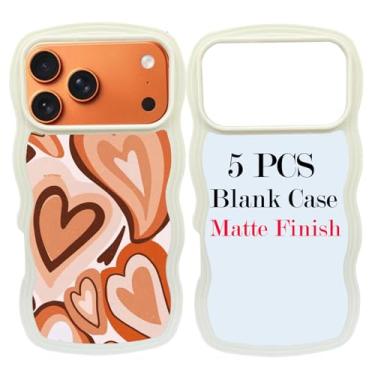 Imagem de JUSTRY 5 peças de capa de telefone em branco por sublimação em branco para impressão compatível com iPhone 17 Pro Max, capa protetora de borracha personalizada com prensa térmica DIY + inserção fosca