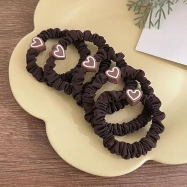 Imagem de Conjunto de 10 laços de cabelo para mulheres, meninas, elásticos, acessórios de cabelo, corda, acessórios de cabelo multicoloridos, presente de decoração (marrom escuro)