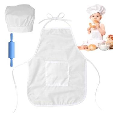 Imagem de SPOKKI Acessório de fotografia de bebê, avental de chapéu de chef, adereços de foto vêm com 3 clipes de cabelo para fotografia (azul, 3 peças)